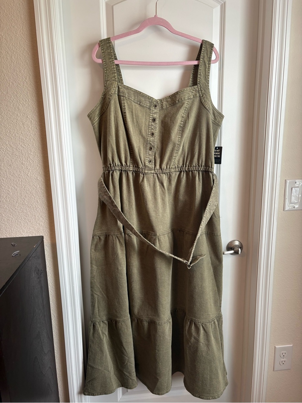 Olive Green Sleeveless Midi Dress